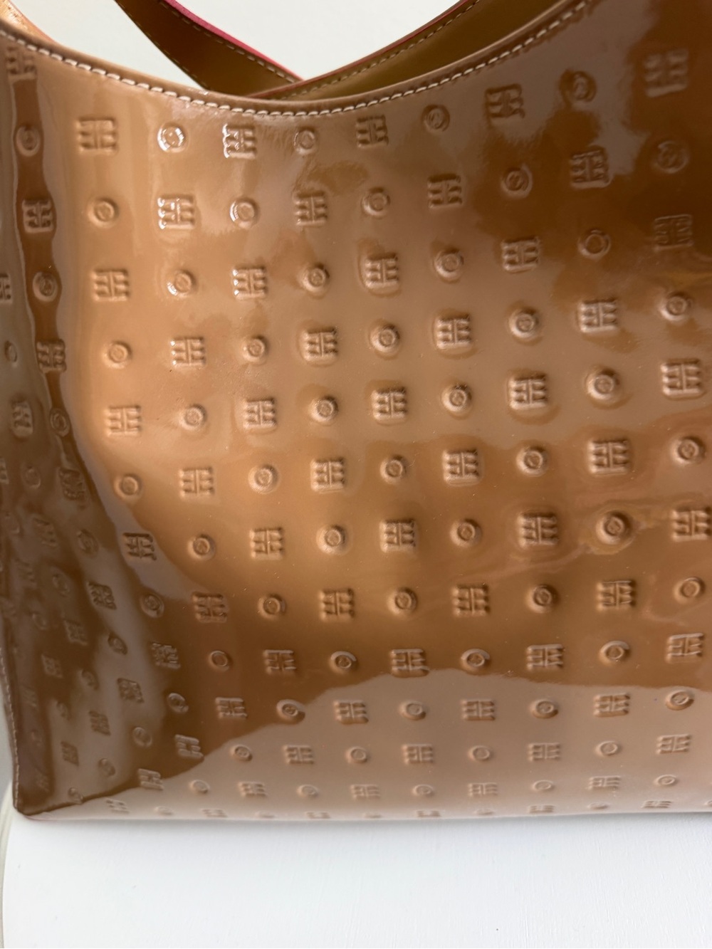 Arcadia Patent Shoulder Bag in Camel - Picture 9 of 14